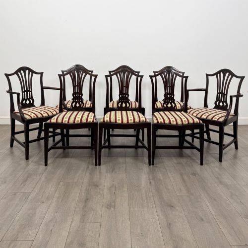 Antique 19th Century Set of 8 Shield Back Dining Chairs