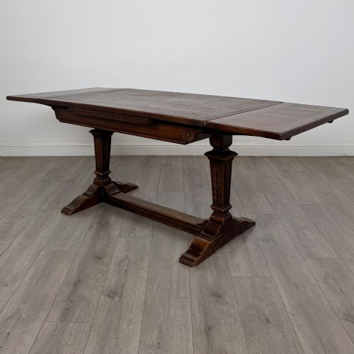 Antique 20th Century Edwardian Draw Leaf Dining Table in Oak