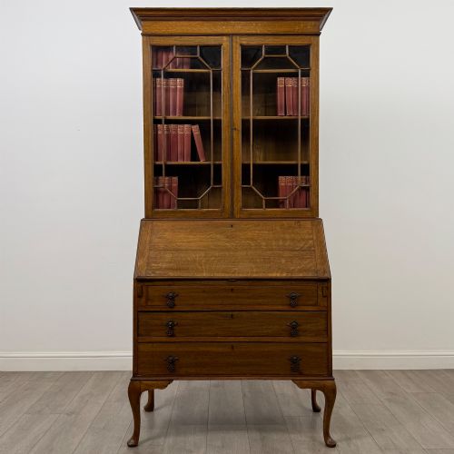 Antique 20th Century Edwardian Bureau Bookcase in Oak