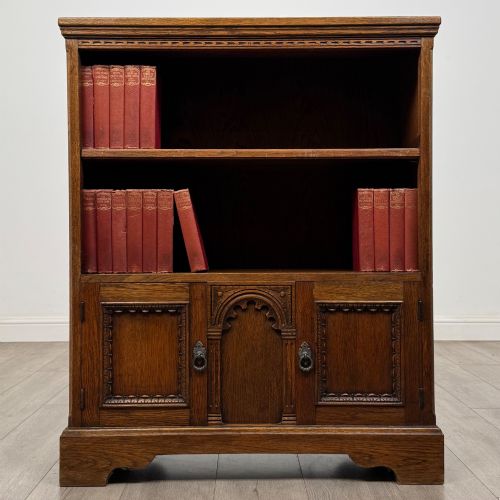 Antique 20th Century Small Open Bookcase in Oak
