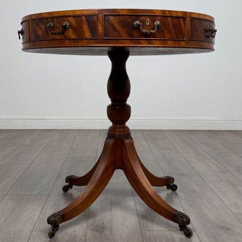 Antique 20th Century Small Regency Style Drum Table