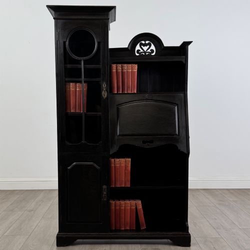Antique 20th Century Unusual Ebonised Bureau in Oak