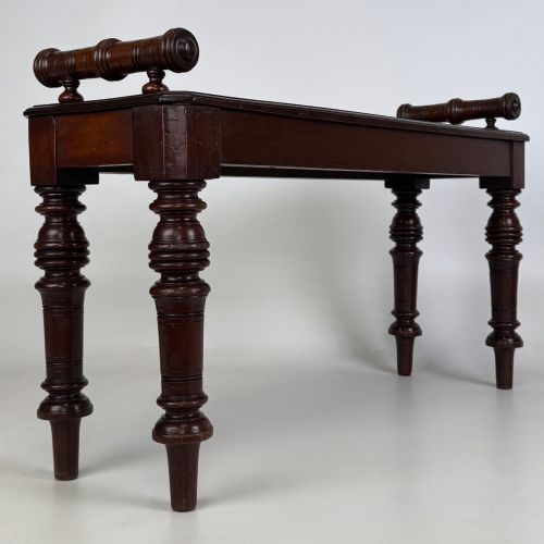 fig 3. Antique 19th Century Small Victorian Hall Bench In Mahogany
