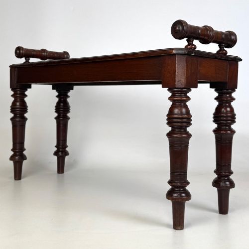 fig 5. Antique 19th Century Small Victorian Hall Bench In Mahogany