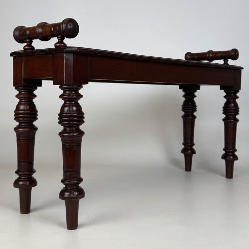 fig 7. Antique 19th Century Small Victorian Hall Bench In Mahogany