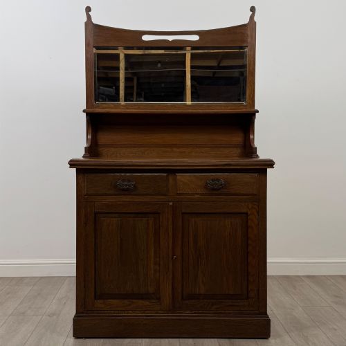 Antique 20th Century Small Mirror Back Sideboard in Oak