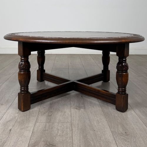 Antique 20th Century Round Edwardian Coffee Table in Oak