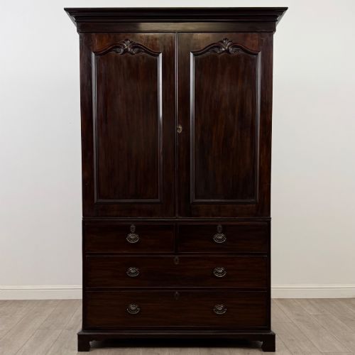 Antique 19th Century Linen Press Cupboard in Mahogany
