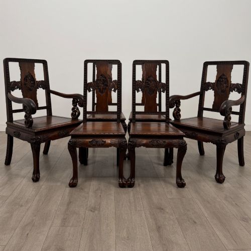 Antique 20th Century Set of 6 Chinese Rosewood Dining Chairs