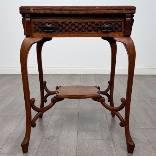 Antique 20th Century Edwardian Envelope Card Table in Oak