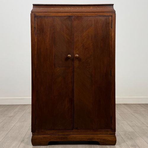 Antique 20th Century Small Fitted Wardrobe in Oak