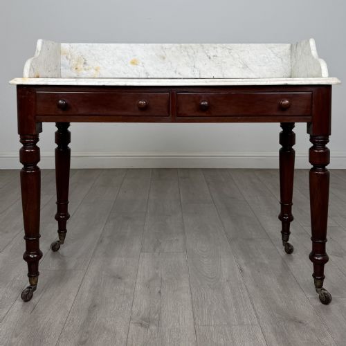 Antique 19th Century Victorian Marble Top Washstand in Mahogany