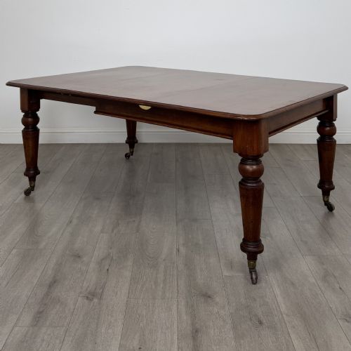 Antique Victorian Mahogany Dining Table | Turned Legs and Castors | Af-6562