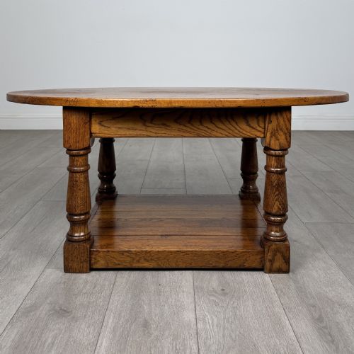 Antique Oval Oak Coffee Table | Lower Tier | Af-6519