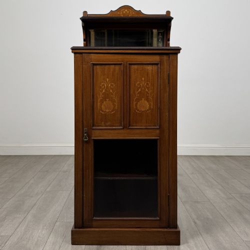 Antique Inlaid Mahogany Cabinet | Raised Gallery | Af-6531