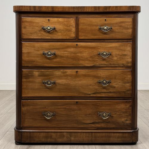Antique Edwardian Walnut Chest of Drawers | Two Over Three | Af-6488