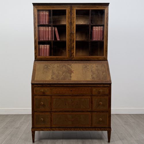 fig 1. Antique Inlaid Satinwood Bureau Bookcase | Glazed Doors | AF-6532