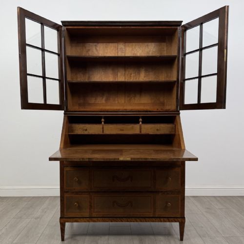 fig 2. Antique Inlaid Satinwood Bureau Bookcase | Glazed Doors | AF-6532