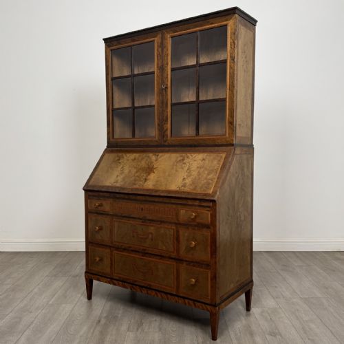 fig 3. Antique Inlaid Satinwood Bureau Bookcase | Glazed Doors | AF-6532