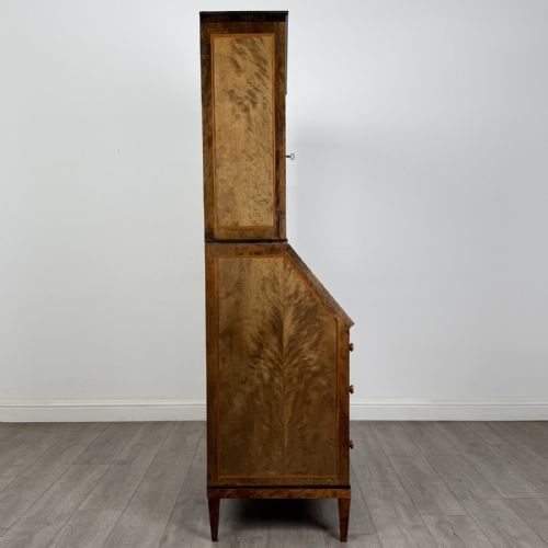 fig 8. Antique Inlaid Satinwood Bureau Bookcase | Glazed Doors | AF-6532