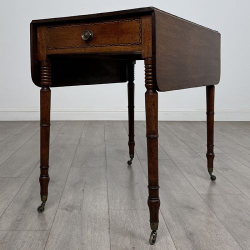 Antique Regency Style Pembroke Side Table | Turned Legs and Castors | AF-6570