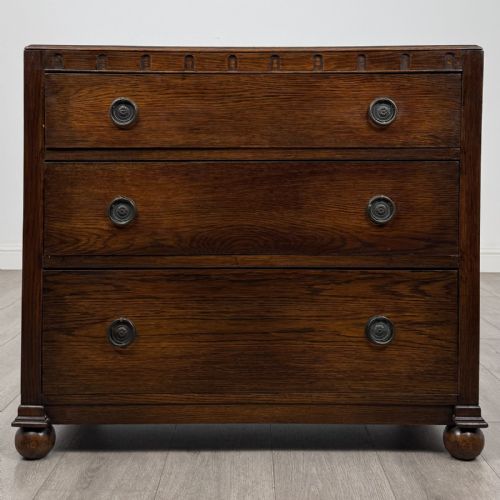 Antique Oak Chest of Drawers | Bun Feet | Af-6571