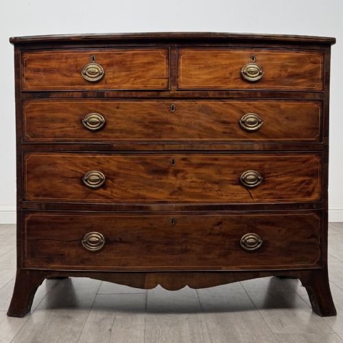 Antique Georgian Bow Front Chest of Drawers | 18th Century | Af-6556
