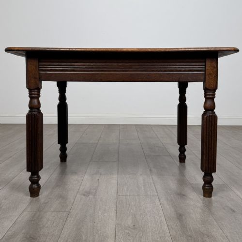 Antique Edwardian Oak Writing Table | Turned Legs | Af-6553