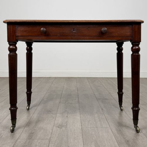 Antique Victorian Mahogany Writing Table | Turned Legs and Castors