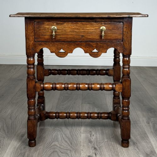 Antique Chippendale Style Oak Side Table | Bobbin Turned Legs