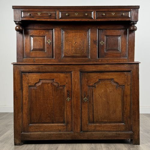 Antique Georgian Welsh Oak Deuddarn Cupboard | Dated 1743