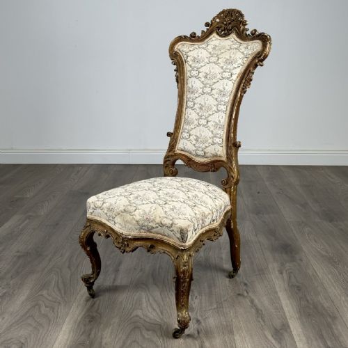 Antique 19th Century French Gilded Hall Chair | Cabriole Legs