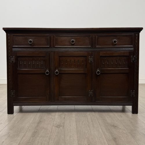 Antique Carved Oak Sideboard | Three Drawers