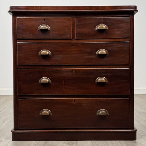 Antique Victorian Mahogany Chest of Drawers | Brass Cup Handles