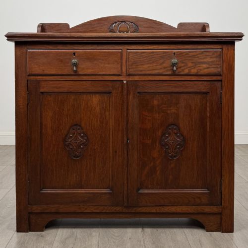 Antique Edwardian Oak Cupboard | Raised Gallery