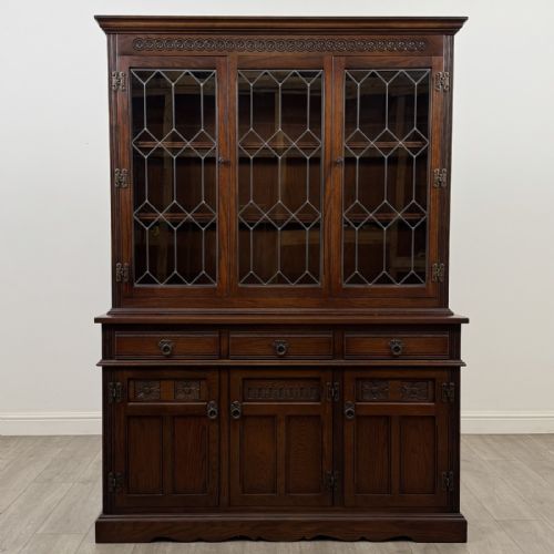 Antique Oak Display Cabinet | Brass Handles