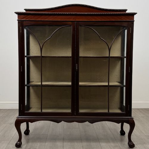 Antique Edwardian Mahogany Display Cabinet | Claw and Ball Feet