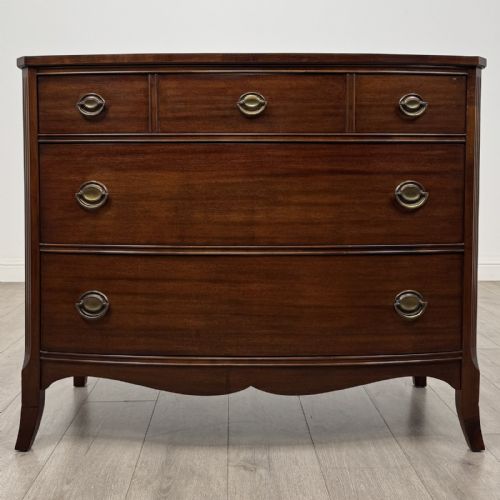Antique Mahogany Bow Front Chest of Drawers | Brass Handles