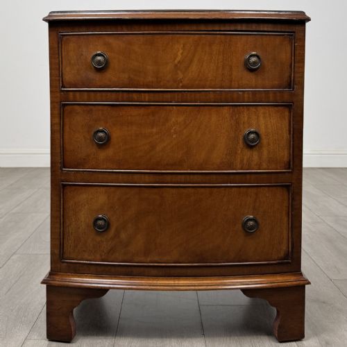 Antique Small Mahogany Bow Front Chest of Drawers | Bracket Feet