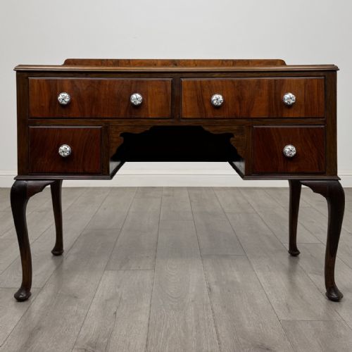 Antique Edwardian Walnut Writing Table | Cabriole Legs