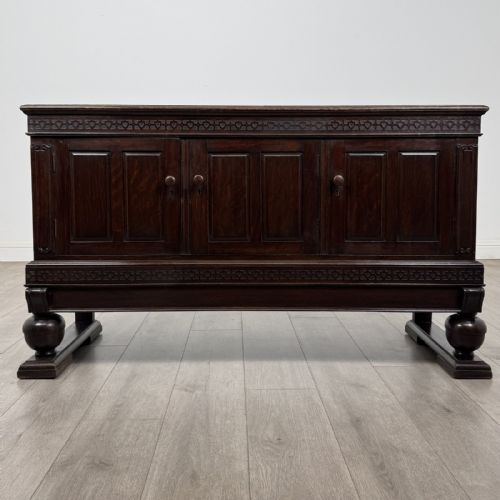 Antique Edwardian Oak Cupboard | Turned Legs