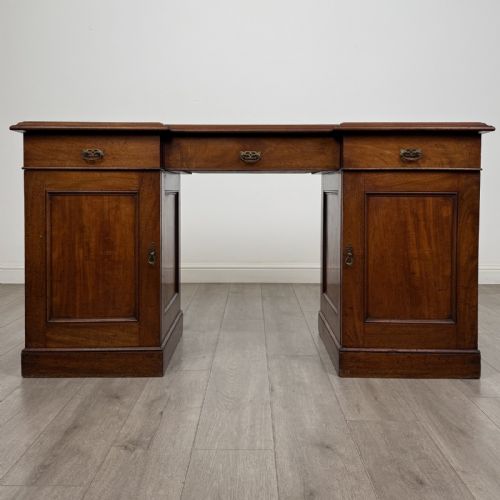 Antique Victorian Mahogany Breakfront Desk | Twin Pedestal