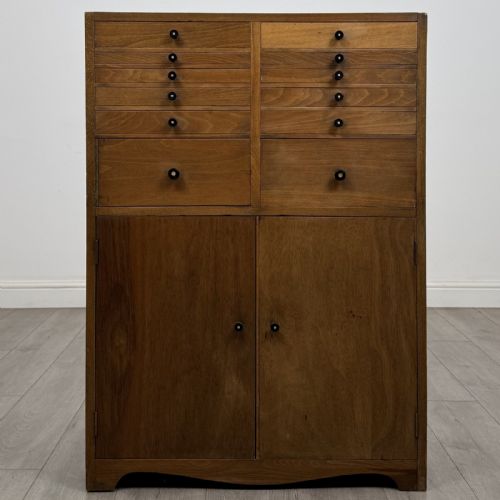 Antique Oak Fitted Storage Cabinet | Eleven Drawers
