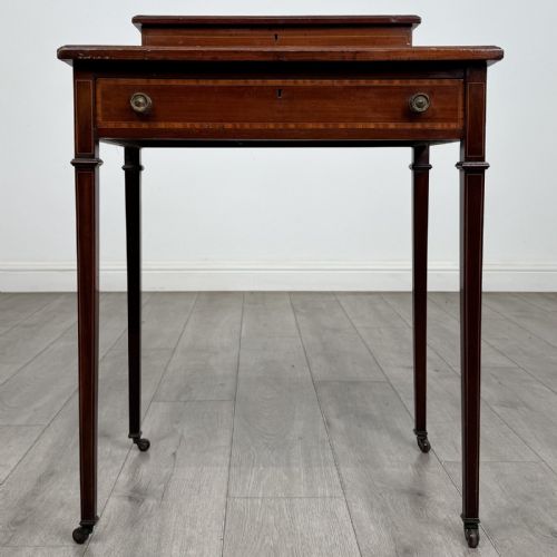 Antique Edwardian Mahogany Writing Table | Inlaid Detailing