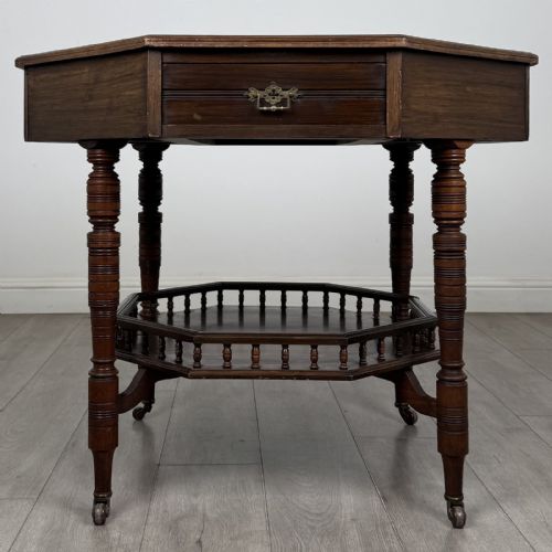 Antique Mahogany Octagonal Centre Table | Turned Legs and Castors