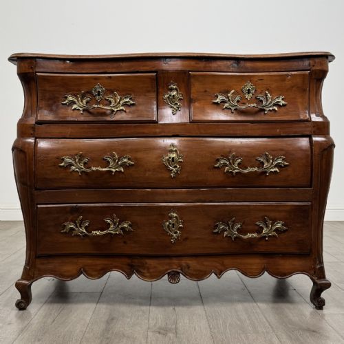 Antique French Louis XV Cherry Bombe Chest of Drawers | 18th Century