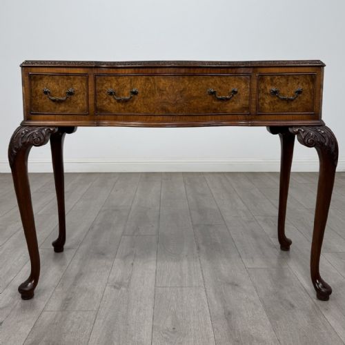 Antique Burr Walnut Writing Table | Cabriole Legs & Carved Knees
