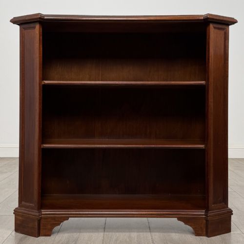 Antique Small Mahogany Open Bookcase | Canted Corners