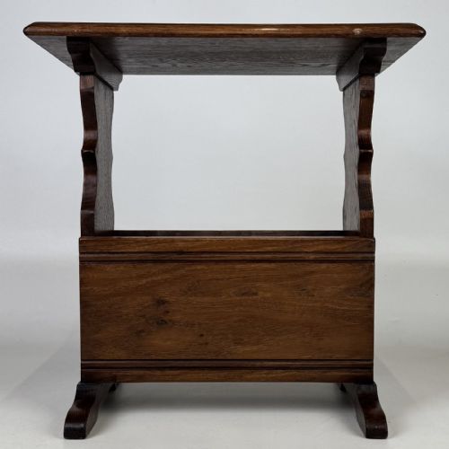 Antique Oak Side Table | Magazine Compartment