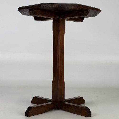 Antique Edwardian Carved Oak Side Table | Octagonal Top